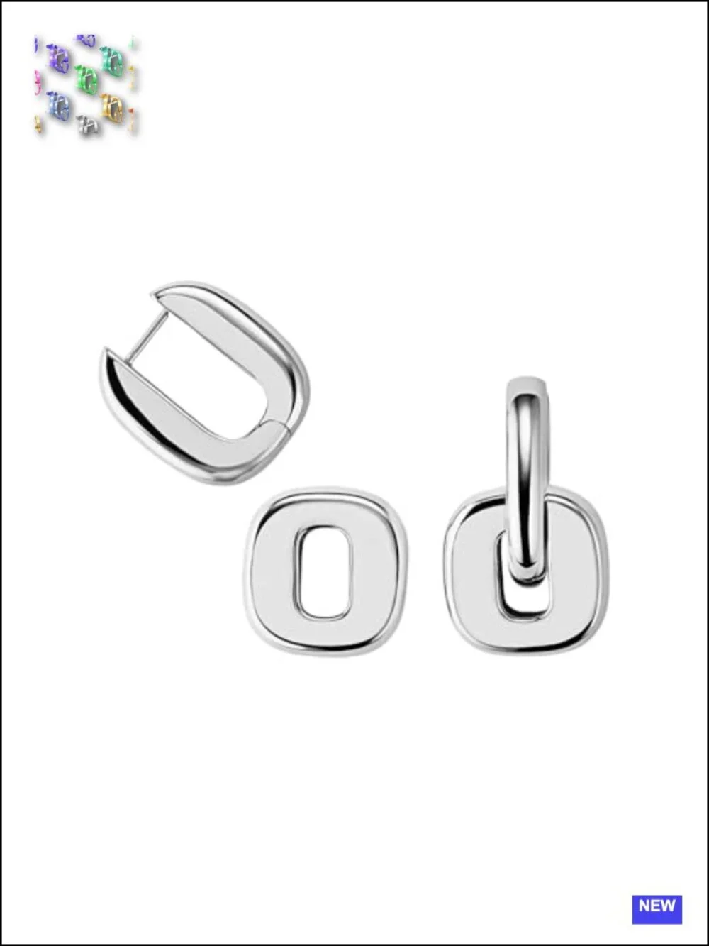 Convertible Chunky Hoop Earrings with Detachable Link, Two Tone Silver and Gold
